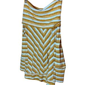 Caslon Chevron Raw Knit Neutral Brown Tan Stripe Long Wrap Shoulder Sweater